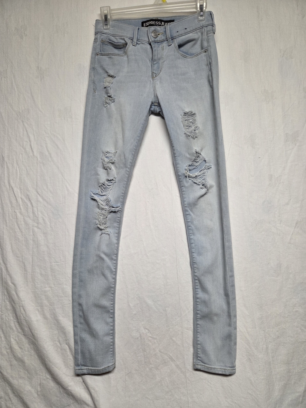 Express Ripped Skinny Jeans in Light Blue Wash EXP Supersoft Legging Jean 00
